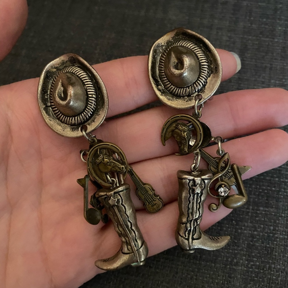 Clip-on cowboy earrings cowgirl